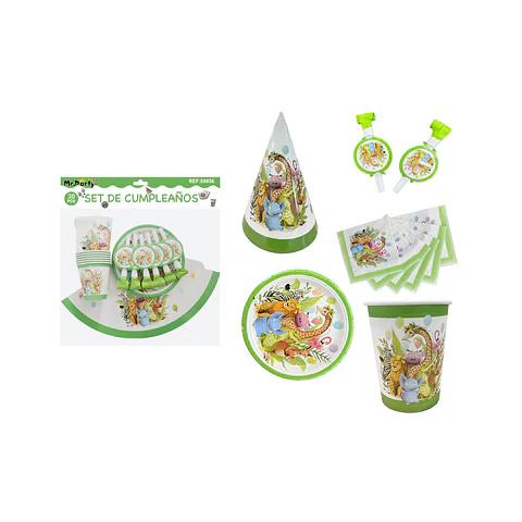 Set de servicios de animales para cumpleaños 30pcs