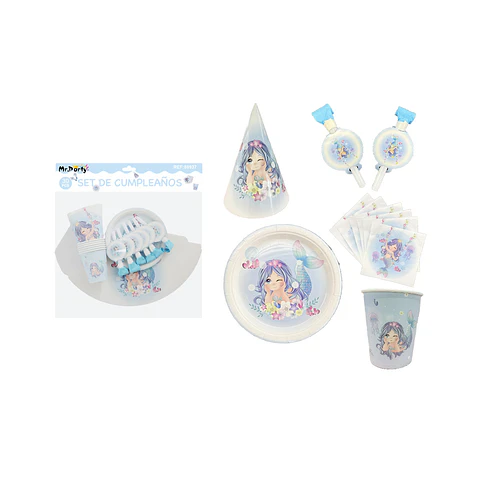 Set de servicios de sirena para cumpleaños 30pcs