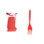 Tenedor plástico rojo 16cm 20pcs