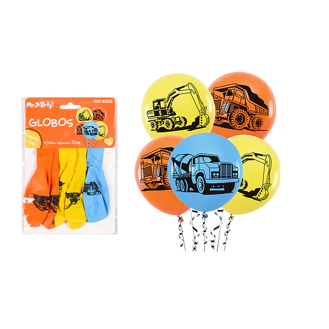 Globos de látex camion de construccion 5pcs
