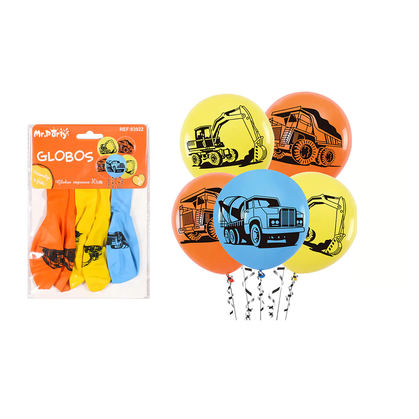 Globos de látex camion de construccion 5pcs 1