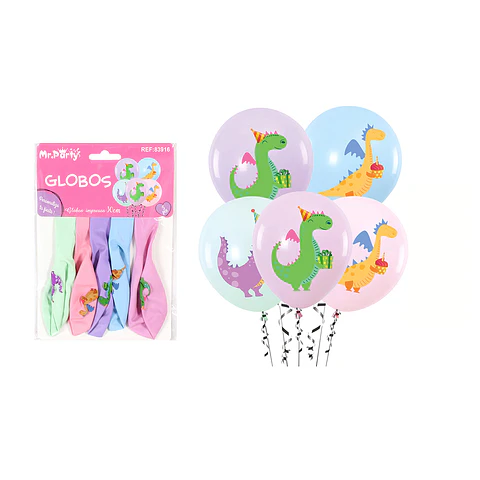 Globos de látex dinosaurios 5pcs