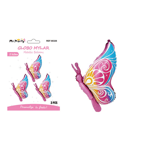 Globo metálico de mariposa 27.5*29cm 3pcs