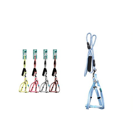 Set de arnés con correa redonda de lino y mango corto 0.6cm*120cm Color Aleatorio