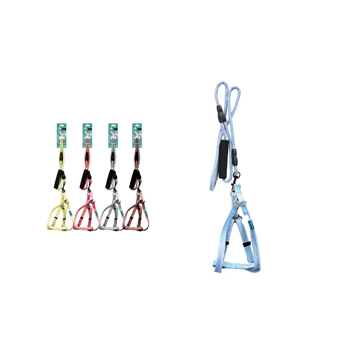 Set de arnés con correa redonda de lino y mango corto 0.6cm*120cm Color Aleatorio 1
