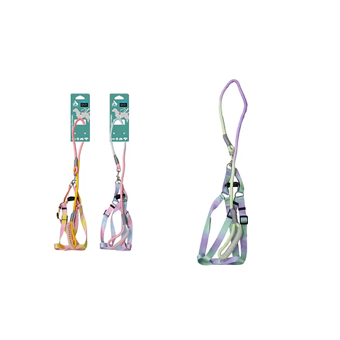 Set de arnés con correa redonda degradada y mango blando 0.6cm*120cm Color Aleatorio