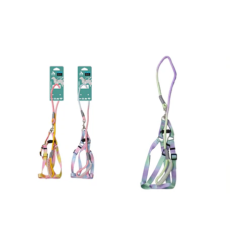 Set de arnés con correa degradada y mango blando 2.5cm*120cm Color Aleatorio