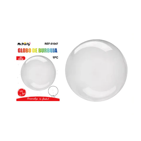Globo burbuja boca ancha transparente 55cm
