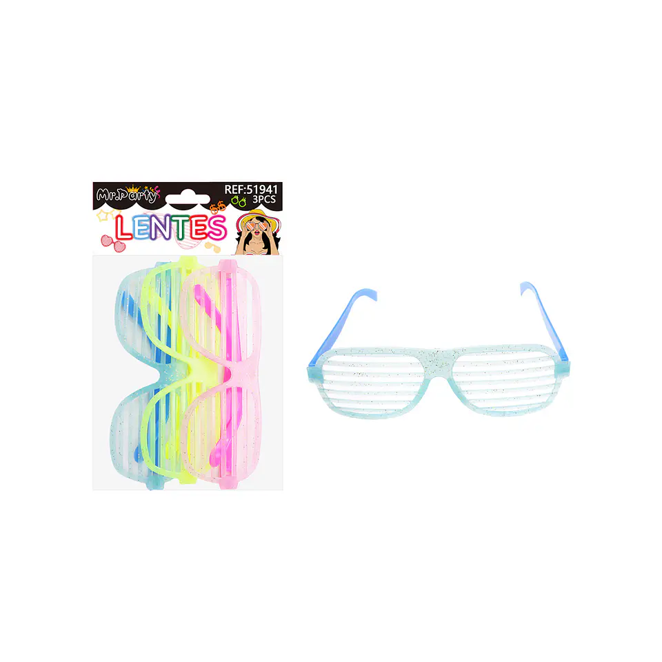Lentes de fiesta luminosa con glitter 3pcs Color Aleatorio 1
