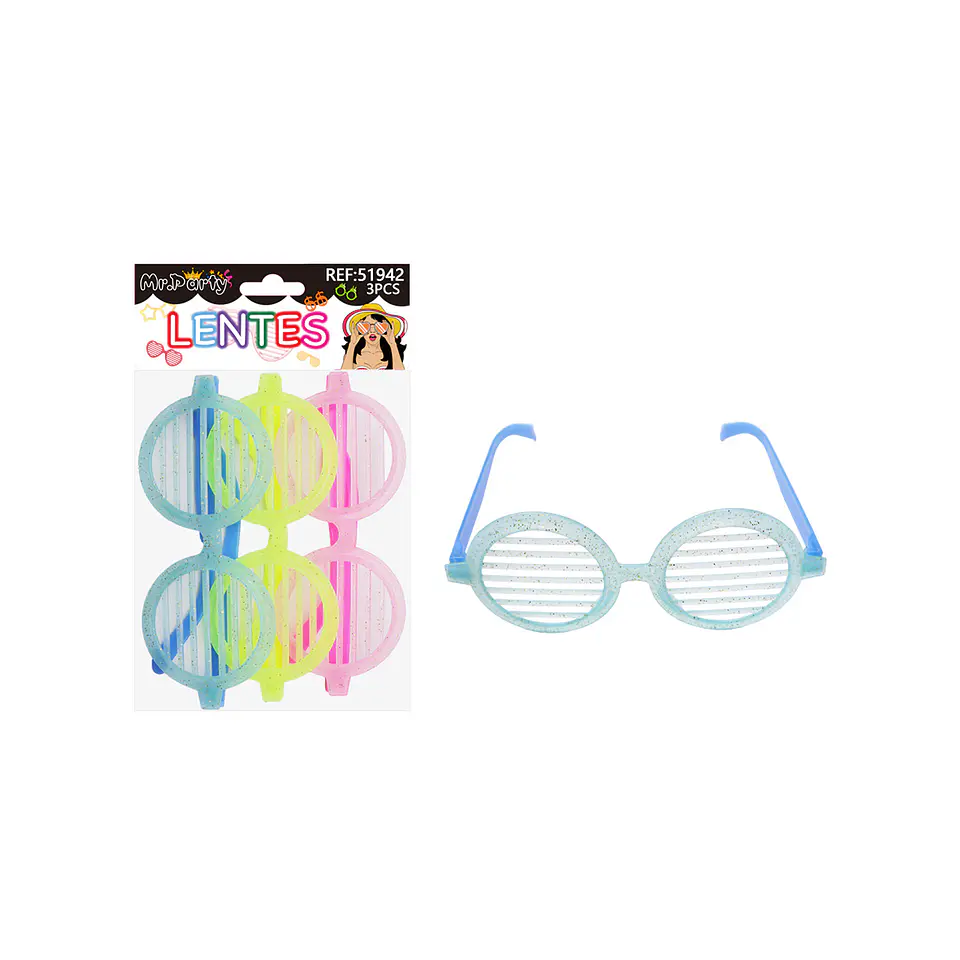 Lentes de fiesta luminosa con glitter 3pcs Color Aleatorio 1