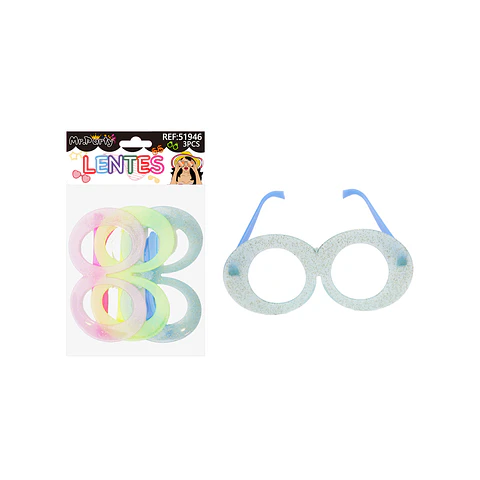 Lentes de fiesta luminosa con glitter 3pcs Color Aleatorio