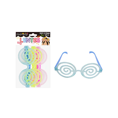 Lentes de fiesta luminosa con glitter 3pcs Color Aleatorio