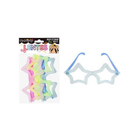 Lentes de fiesta luminosa estrella 3pcs Color Aleatorio