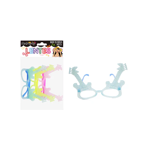 Lentes de fiesta luminosa guitarra con glitter 3pcs Color Aleatorio