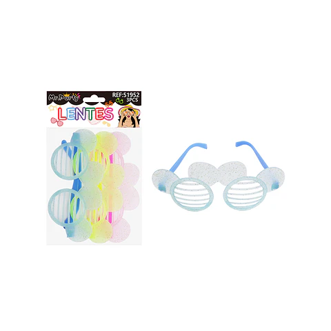 Lentes de fiesta luminosa Mickey con glitter 3pcs Color Aleatorio