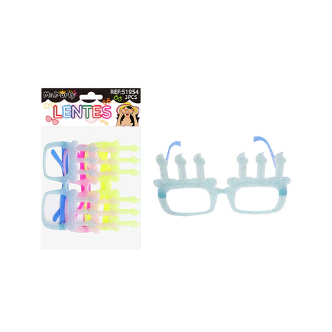 Lentes de fiesta luminosa vela con glitter 3pcs Color Aleatorio