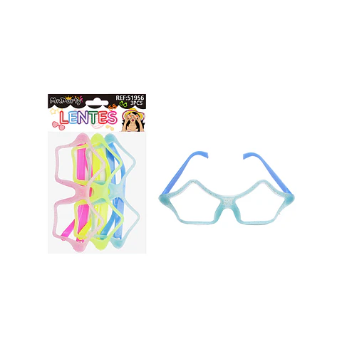 Lentes de fiesta luminosa estrella hueca con glitter 3pcs Color Aleatorio