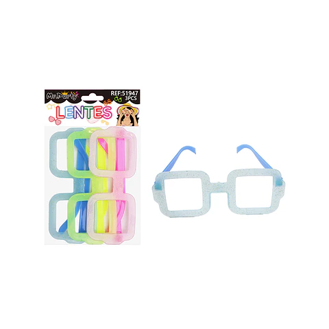 Lentes de fiesta luminosa cuadrados 3pcs Color Aleatorio