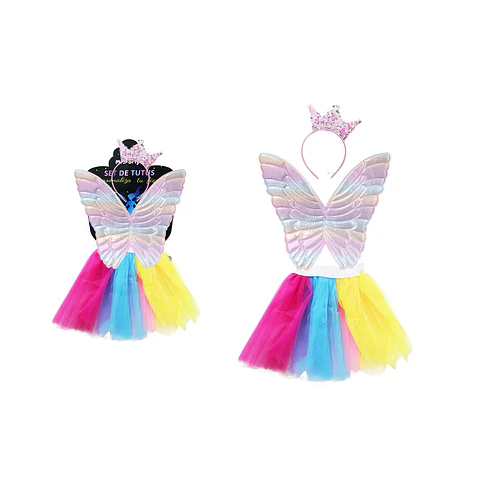 Conjunto de sirena con cintillo, alas y falda 3pcs