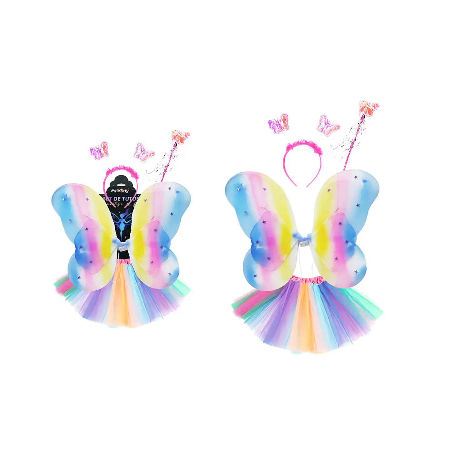 Conjunto de mariposa con cintillo, alas, falda y varita 4pcs 1