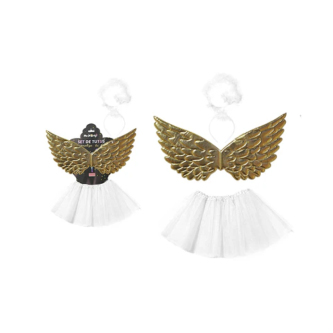 Conjunto  con cintillo, alas y falda 3pcs