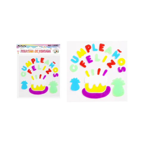 Pegatina de ventana 20.5*20cm feliz cumpleaños