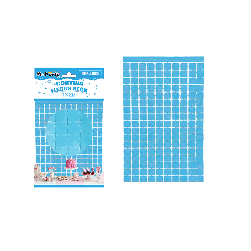 Cortina de flecos macaron azul 1m*2m 1