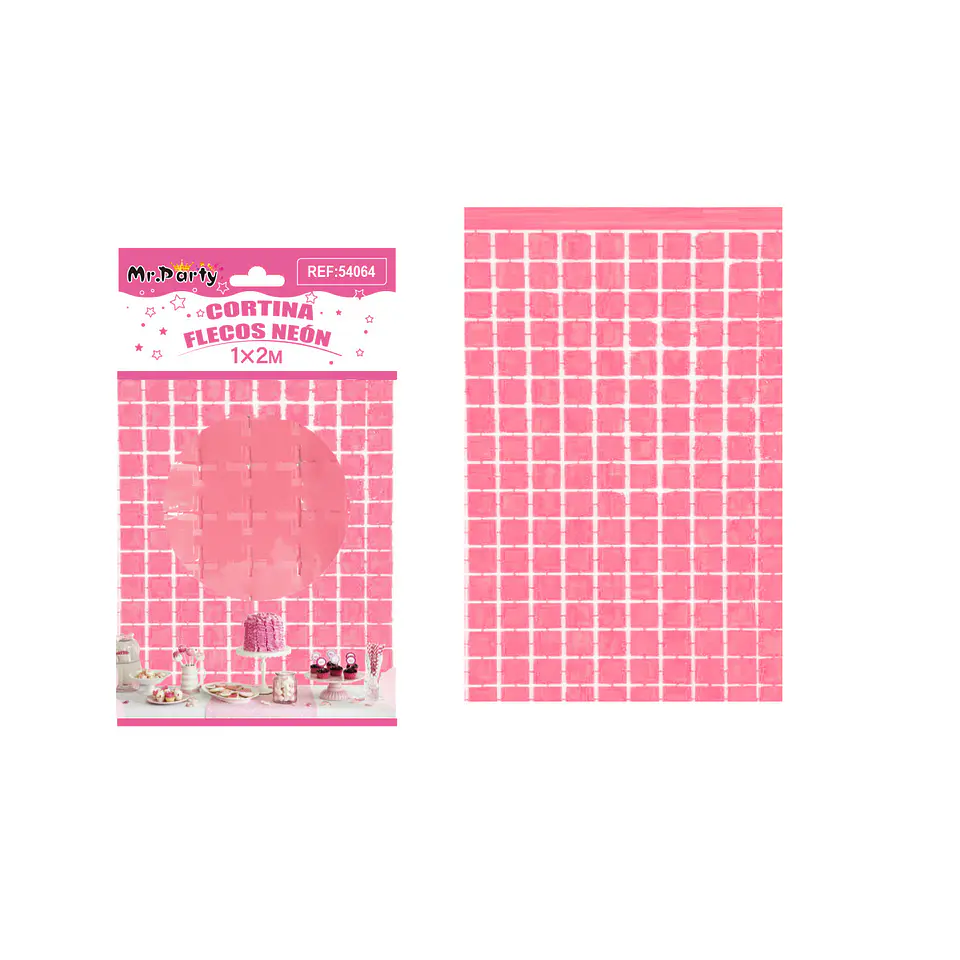 Cortina de flecos macaron rosa 1m*2m 1