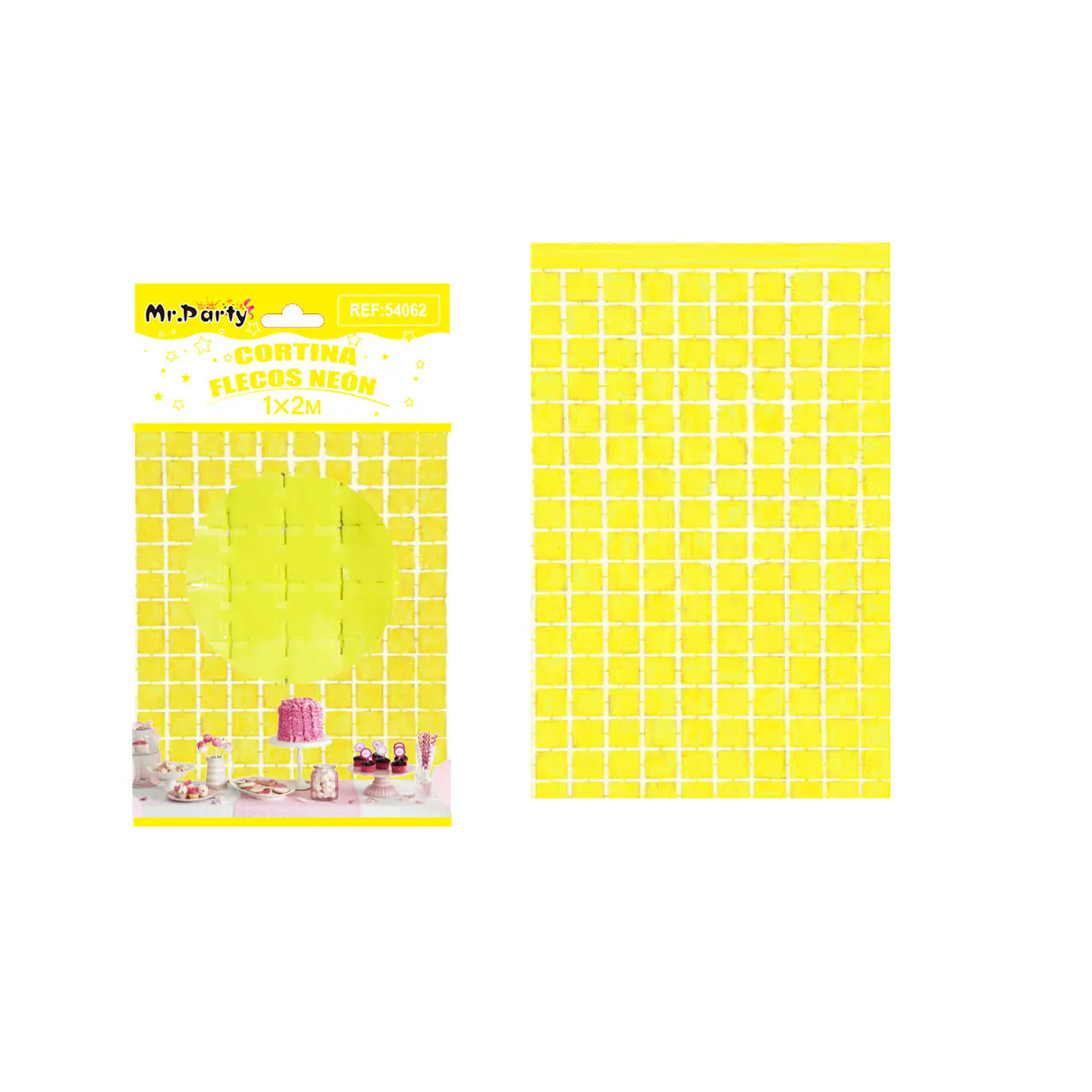 Cortina de flecos macaron amarillo 1m*2m 1