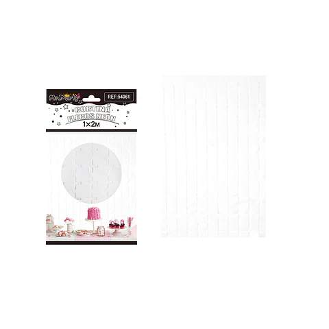 Cortina de flecos macaron blanco 1m*2m