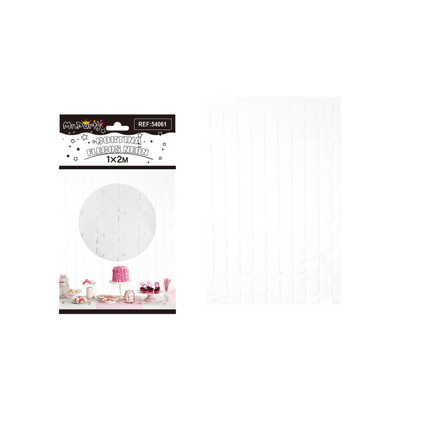 Cortina de flecos macaron blanco 1m*2m 1