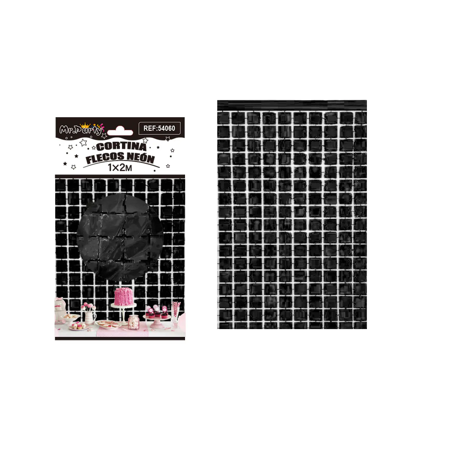Cortina de flecos macaron negro 1m*2m 1