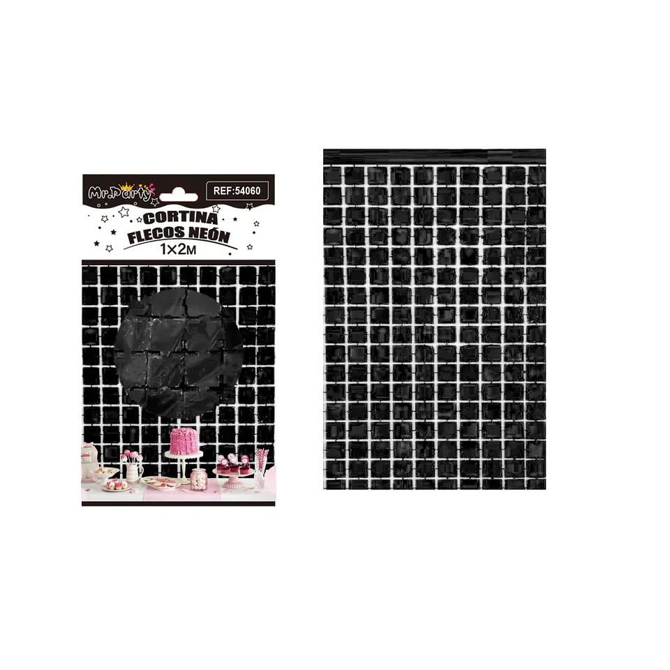 Cortina de flecos macaron negro 1m*2m 1