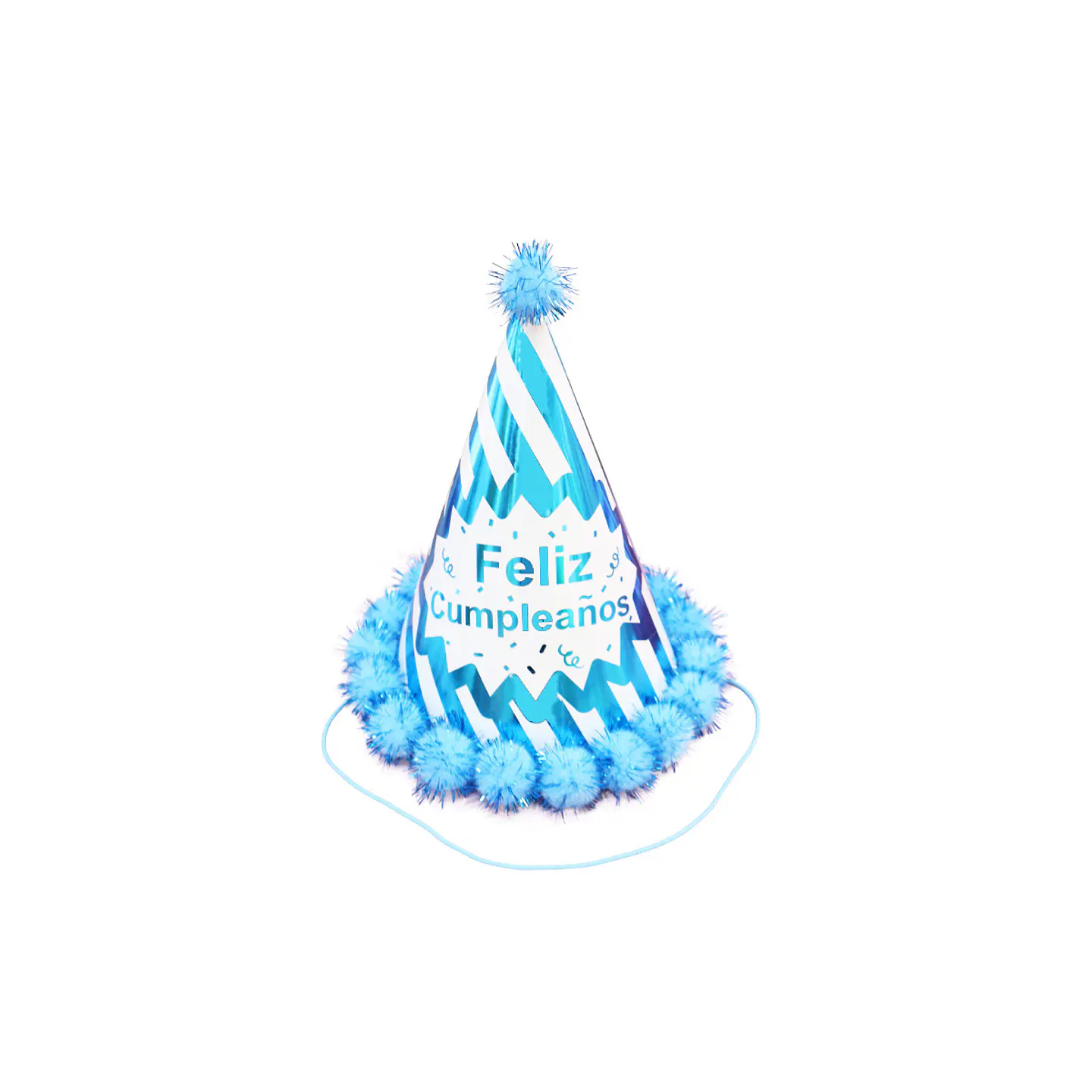 Gorro pompón feliz cumpleaños azul 20cm 1
