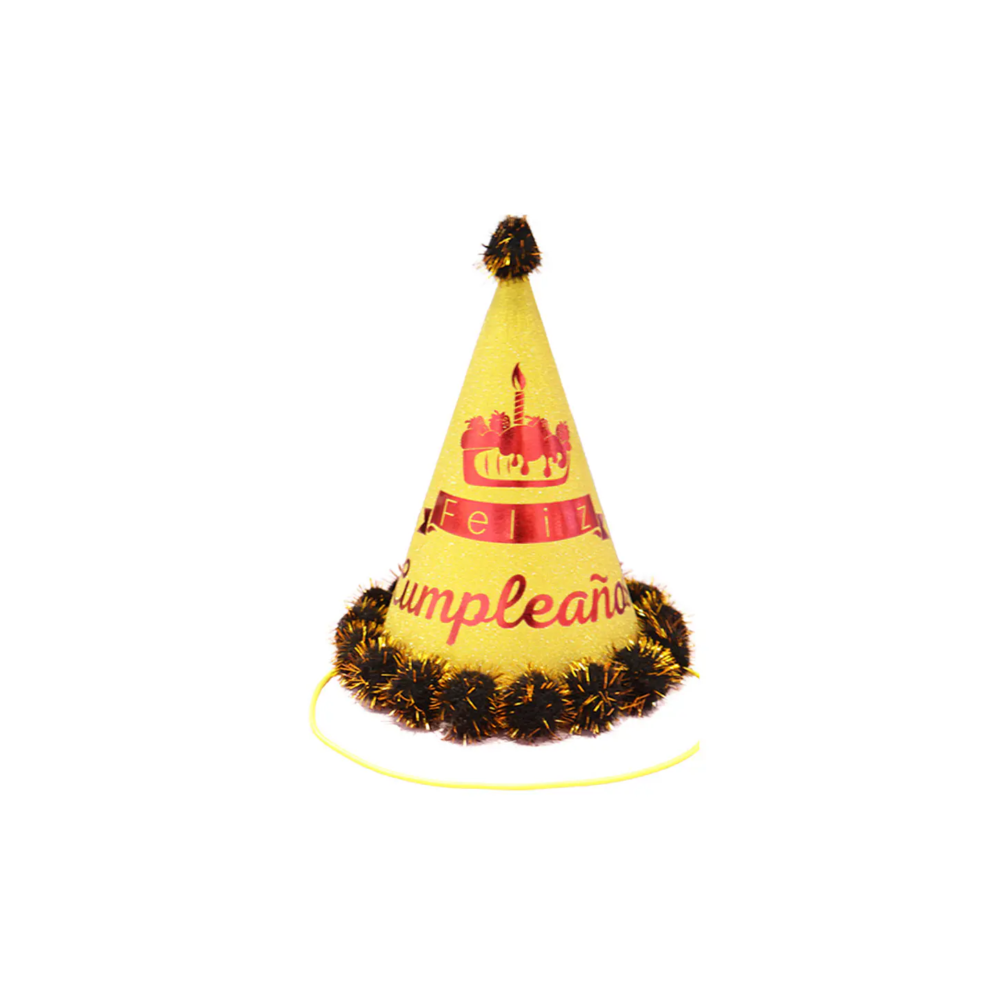 Gorro pompón con pétalos y glitter dorado 20cm 1