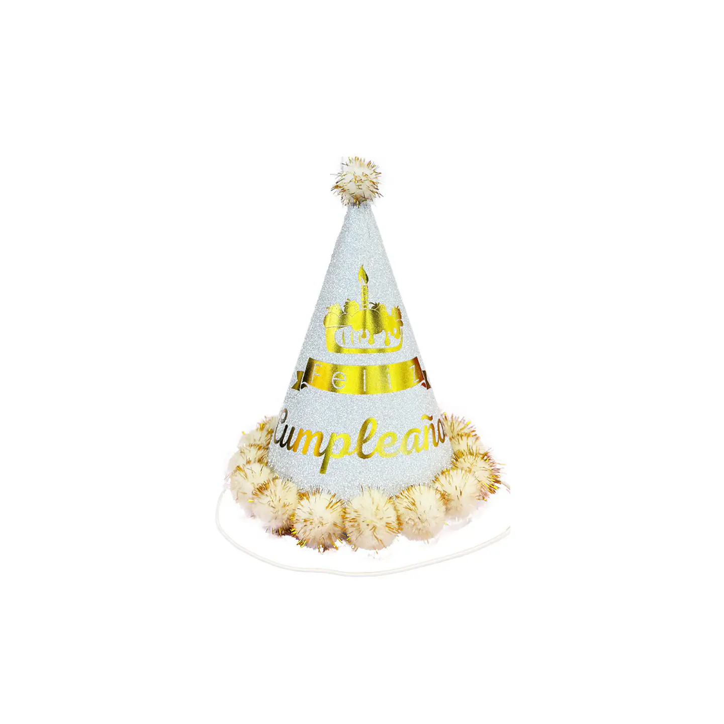 Gorro pompón con pétalos y glitter plateado 20cm 1