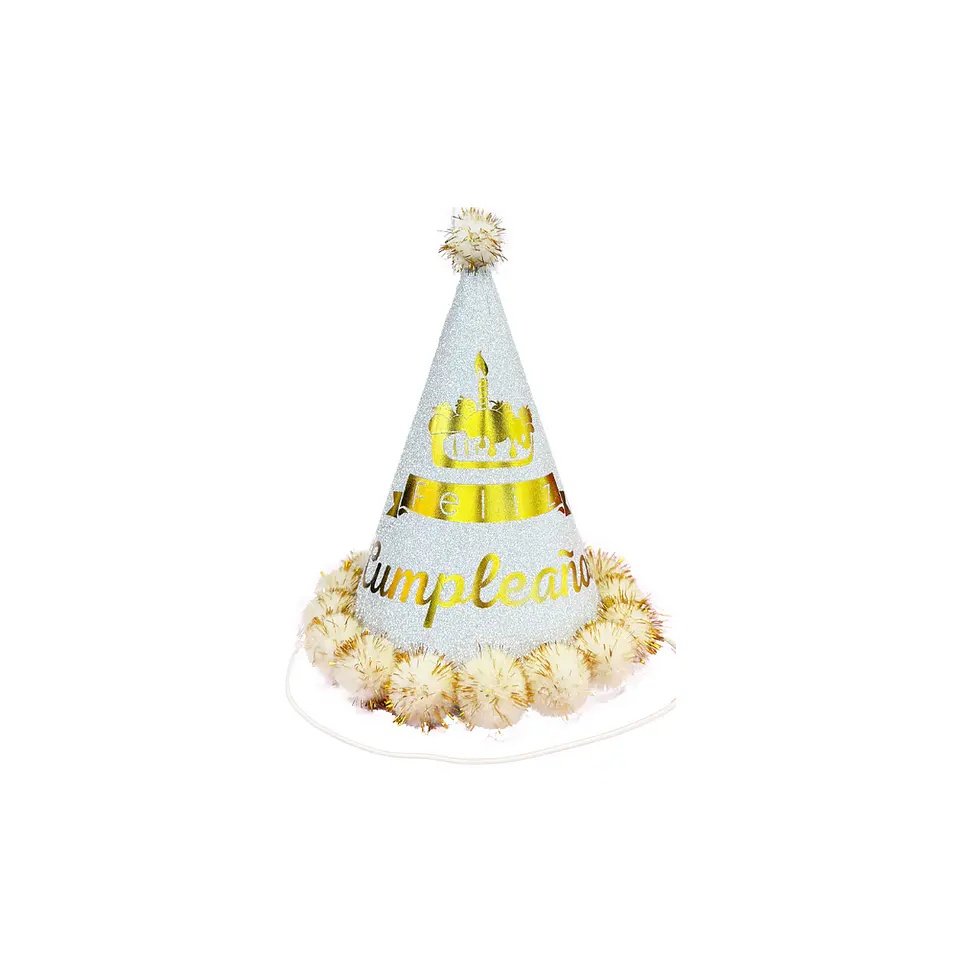 Gorro pompón con pétalos y glitter plateado 20cm 1