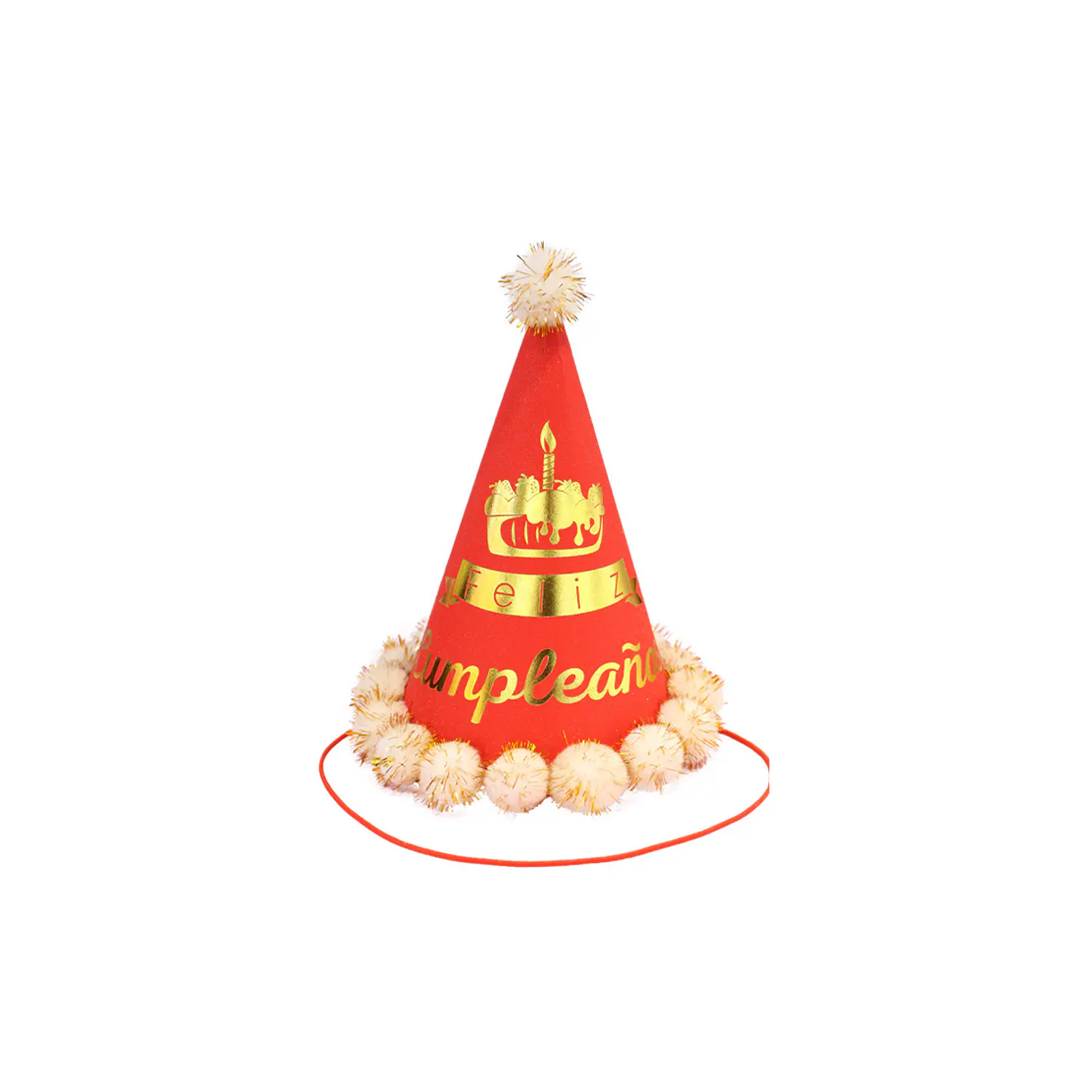 Gorro pompón con pétalos y glitter rojo 20cm 1