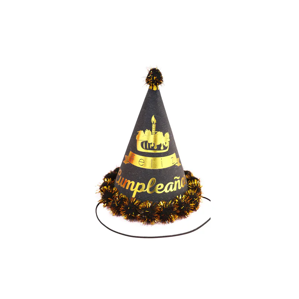 Gorro pompón con pétalos y glitter negro 20cm 1
