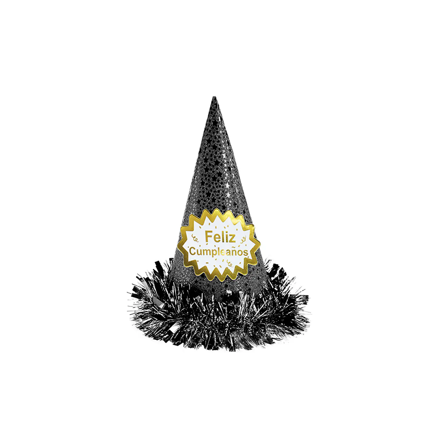 Gorro cotillón feliz cumpleaños negro 34cm 1