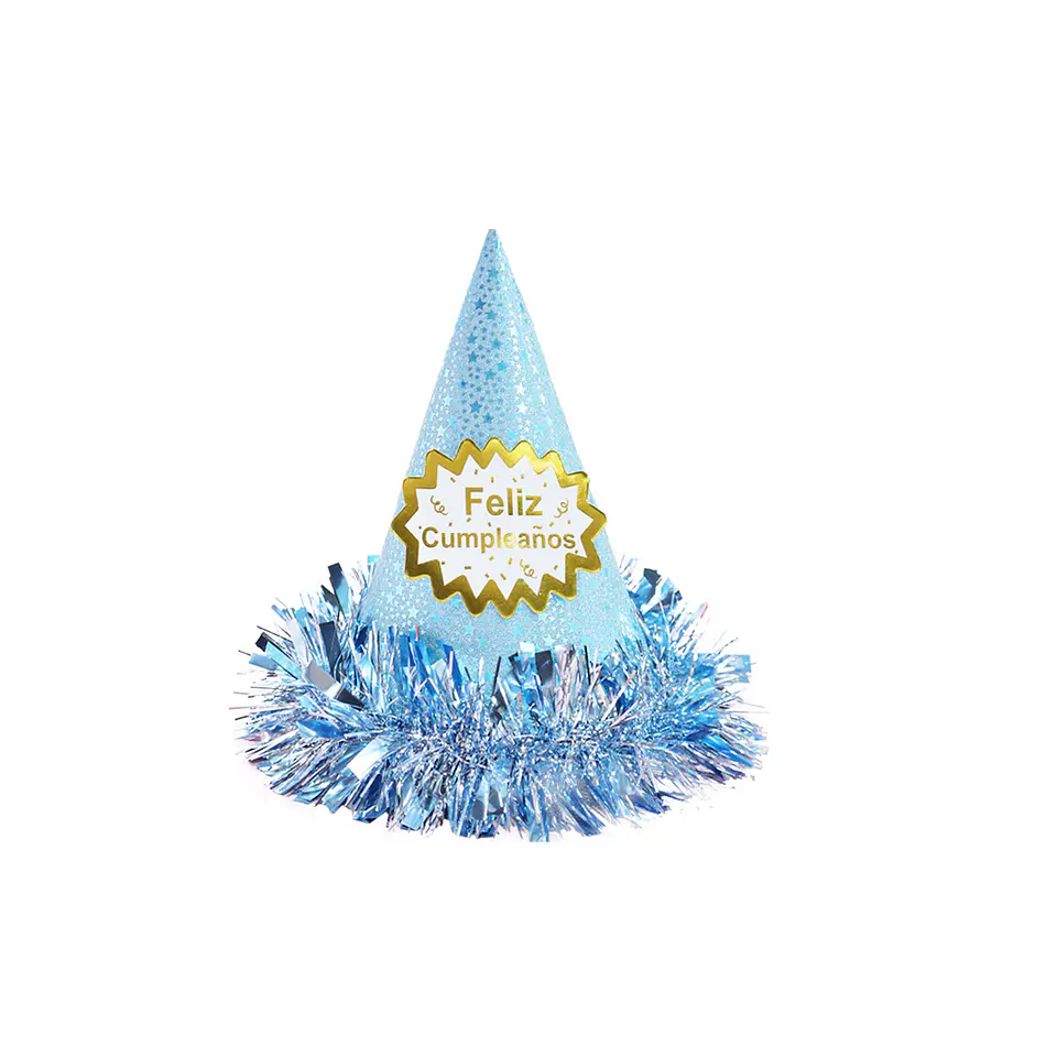 Gorro cotillón feliz cumpleaños azul 24cm 1