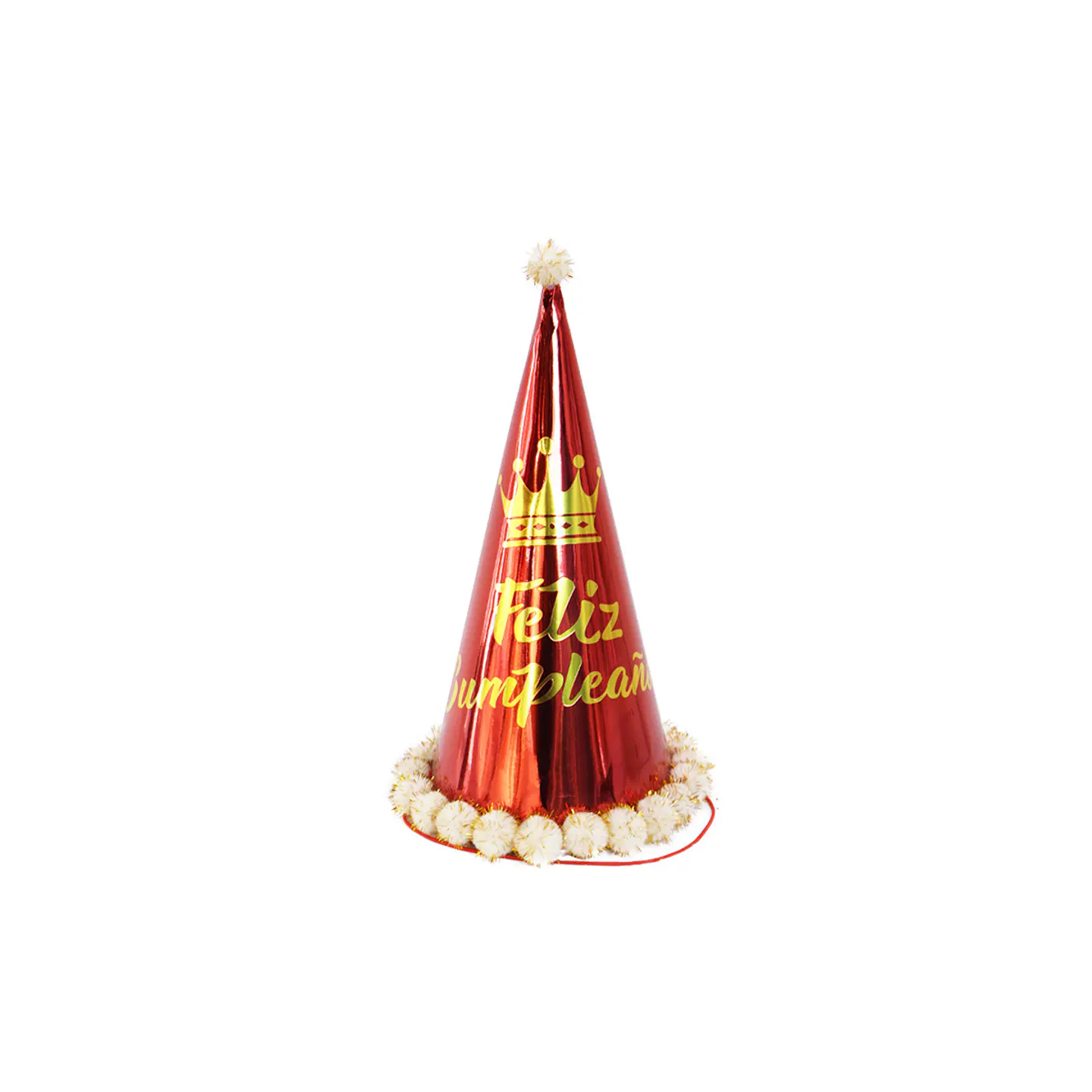 Gorro pompón feliz cumpleaños rojo 34cm 1