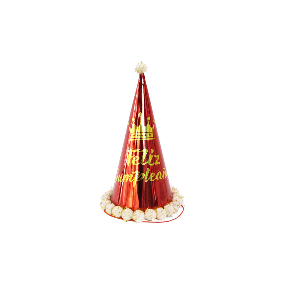 Gorro pompón feliz cumpleaños rojo 34cm 1