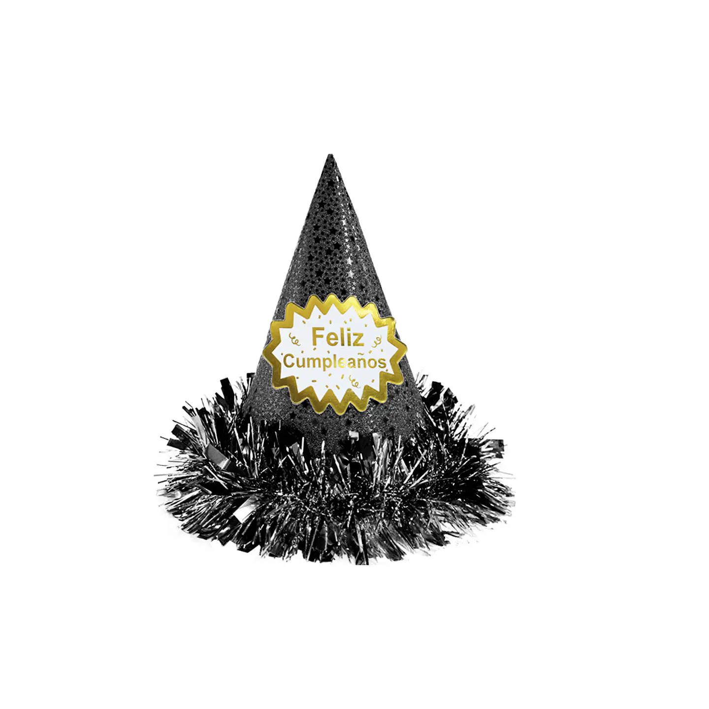 Gorro cotillón feliz cumpleaños negro 24cm 1