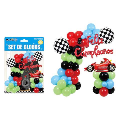 Set con arco de globos feliz cumpleaños 58pcs
