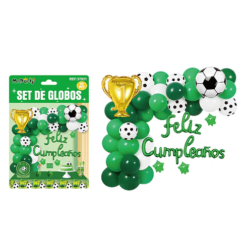 Set con arco de globos feliz cumpleaños 55pcs