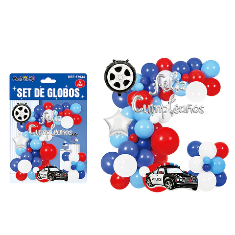 Set con arco de globos feliz cumpleaños 71pcs