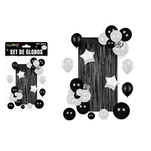 Set de globos con cortina negro 36pcs
