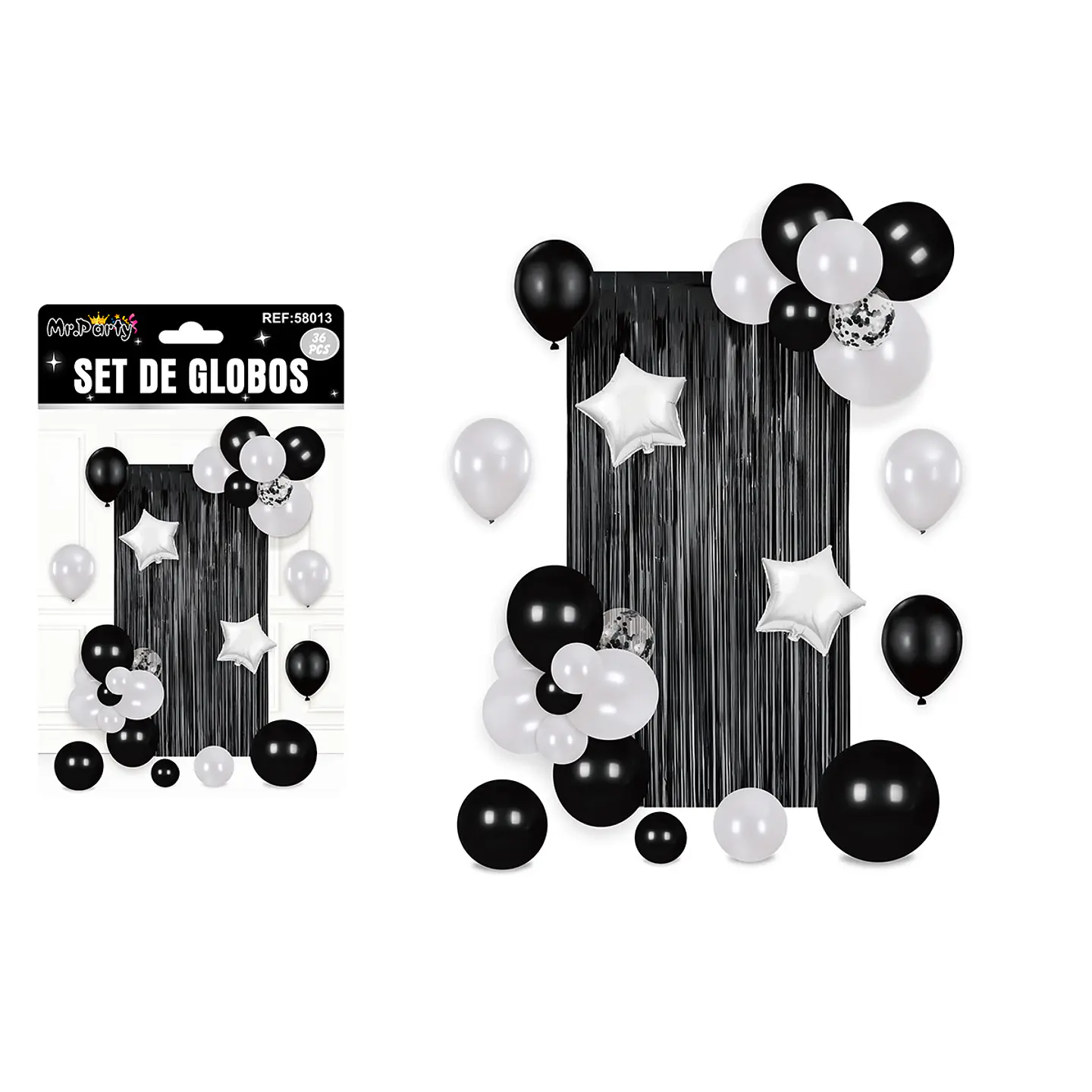 Set de globos con cortina negro 36pcs 1