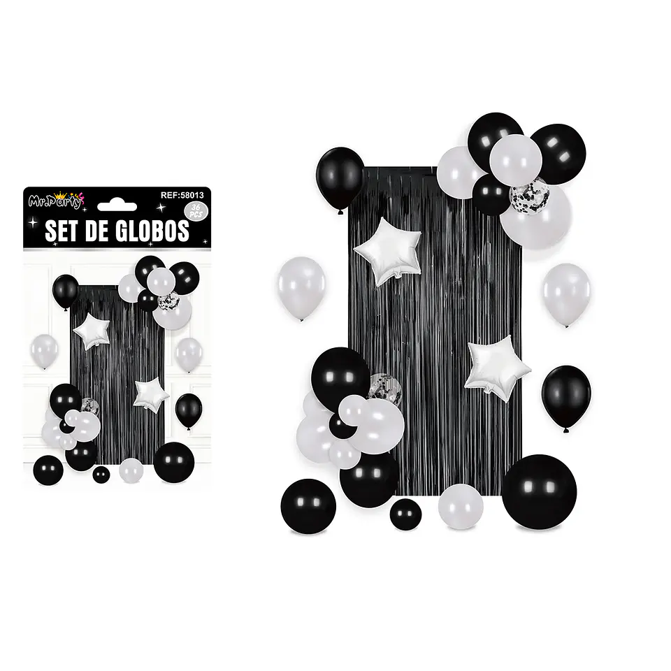 Set de globos con cortina negro 36pcs 1